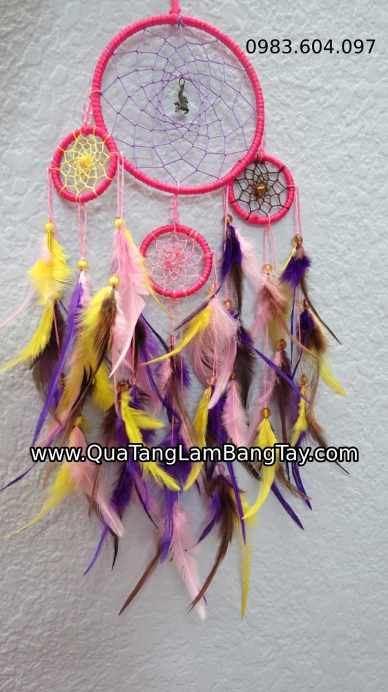 dreamcatcher màu hồng vàng tím