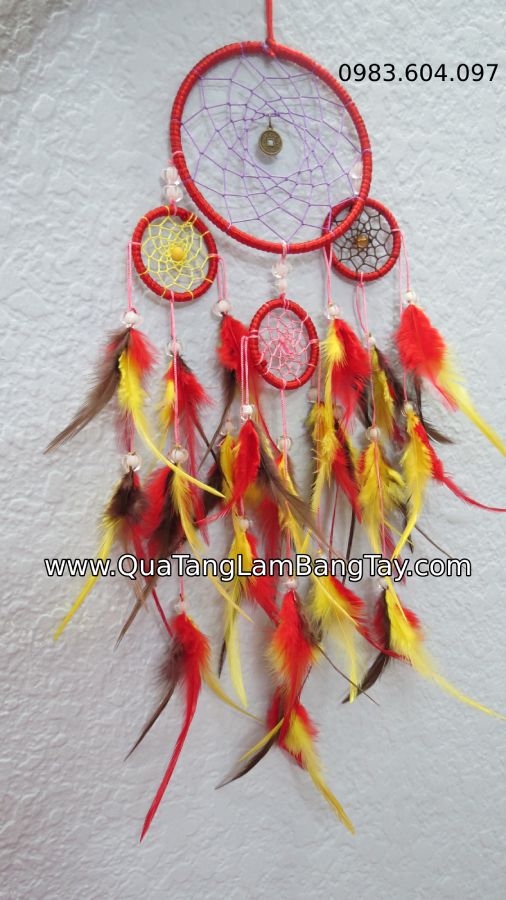 dreamcatcher màu đỏ vàng nâu