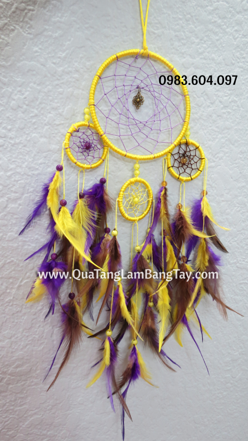 Mẫu dreamcatcher màu vàng tím nâu