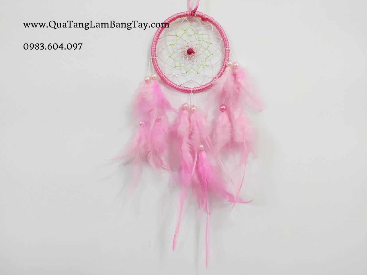 Dreamcatcher Màu Hồng Nhạt Sang Trọng (tên Ấn Hồng May Mắn) mã DRD27