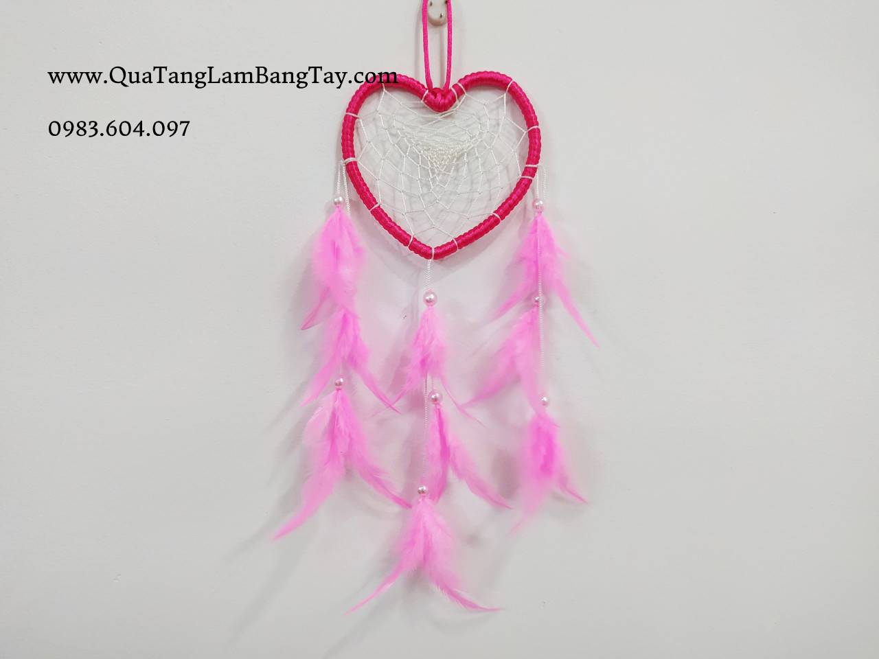 Dreamcatcher Trái Tim Màu Hồng Sang Trọng (tên Trái Tim Chân Thành) mã DRD35