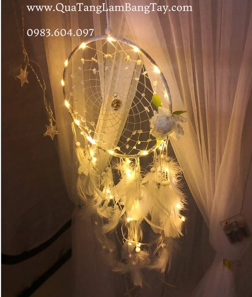 Dreamcatcher Màu Trắng Gắn Đèn Lung Linh - Mã DR16