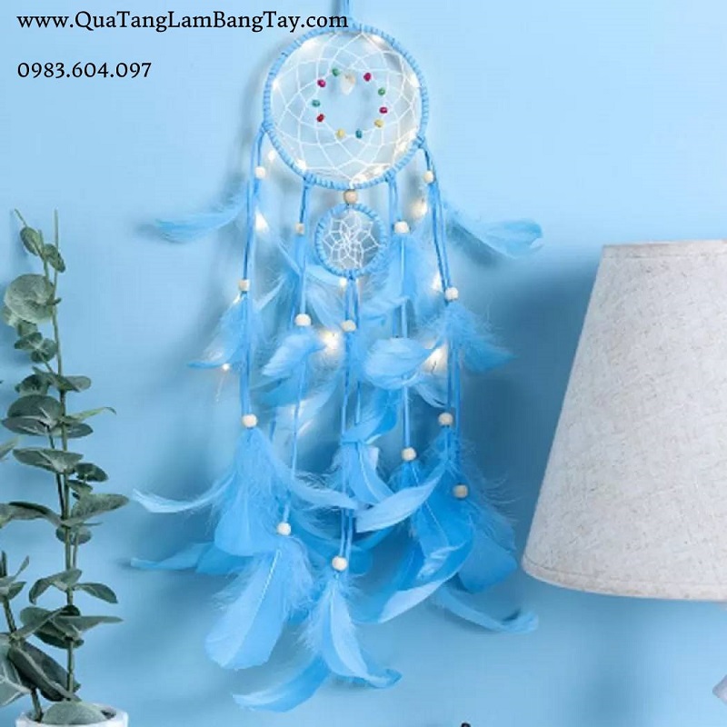 Dreamcatcher Gắn Đèn Màu Xanh Dương Dịu Mát - Mã DR3