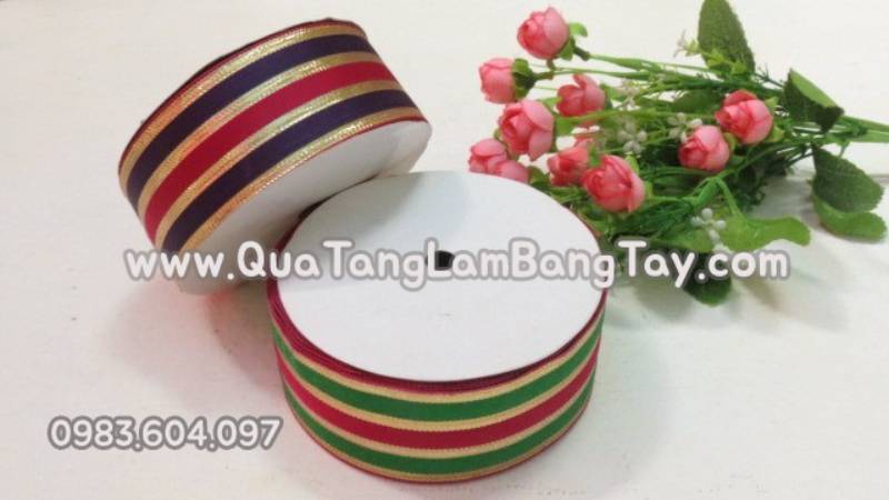 Shop bán dây ruy băng 3 màu 1cm, 2m, 4cm, 5cm, cuộn giá rẻ