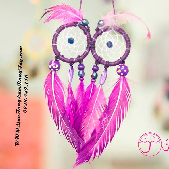 Dreamcatcher Hình Mắt Chim Cú Mèo Màu Tím Dễ Thương  - Mã DRCM5