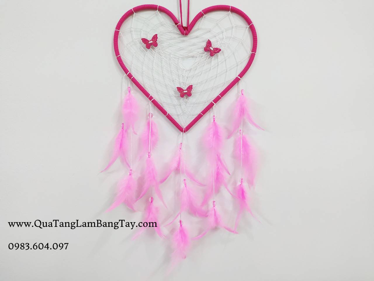 Dreamcatcher Trái Tim Màu Hồng Sang Trọng (tên Hồ Điệp Tung Cánh) mã DRD28