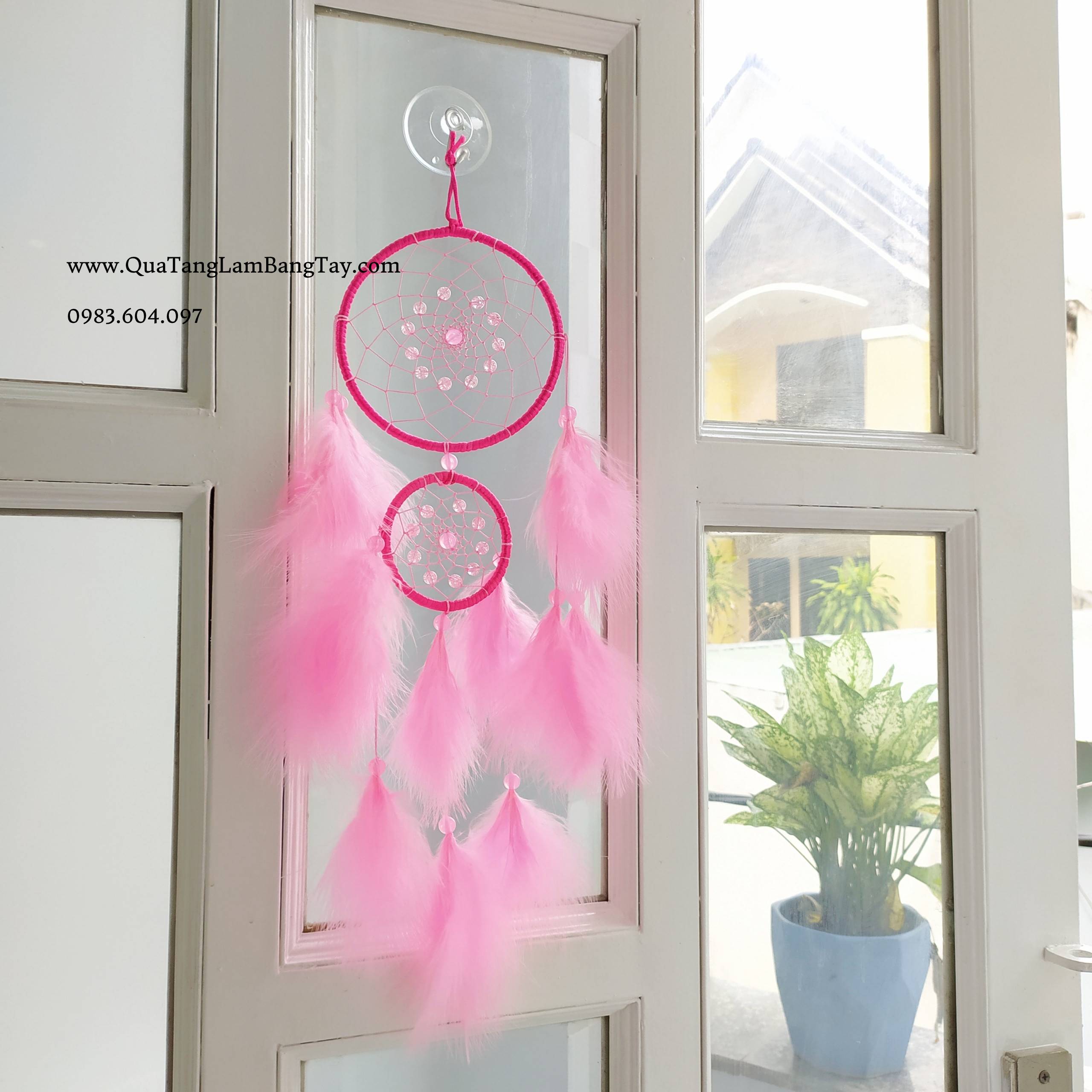 Dreamcatcher Handmade Màu Hồng Đậm - MÃ DRD38