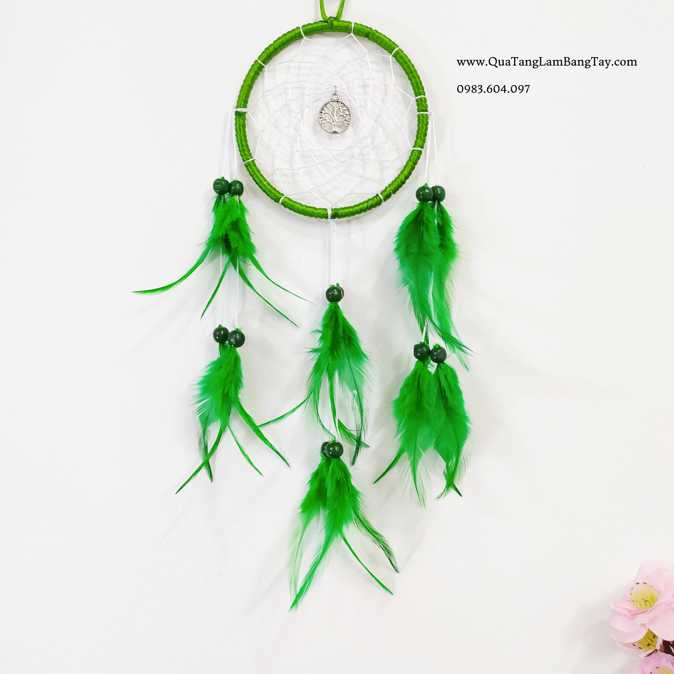 Dreamcatcher Màu Xanh Lá Gắn Charm - Mã DR35