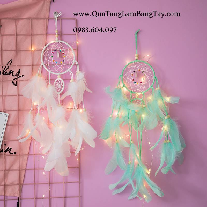 Dreamcatcher Gắn Đèn Màu Trắng Tinh Khôi - Mã DR4